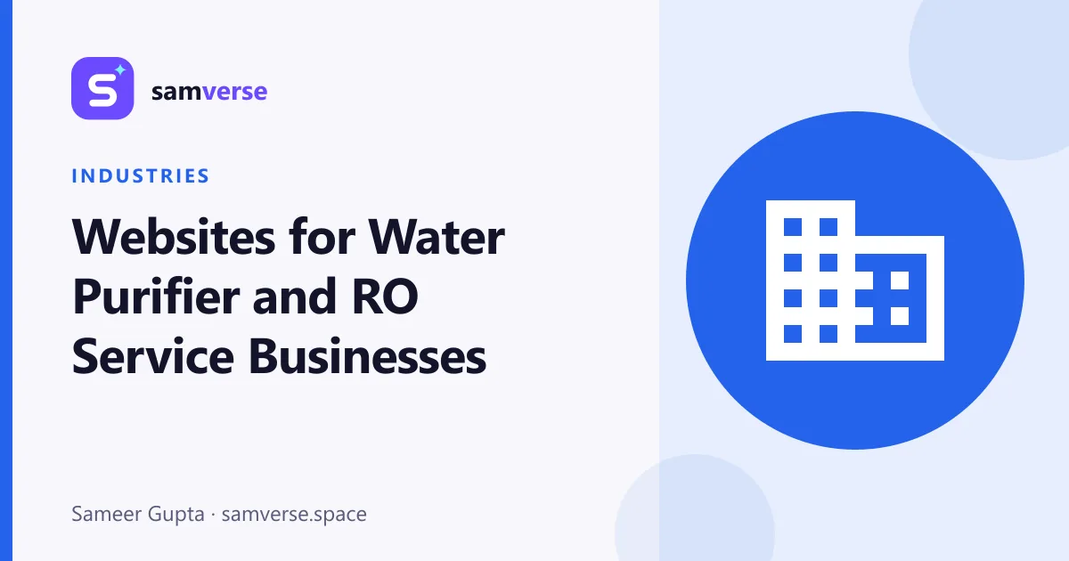 Websites for Water Purifier and RO Service Businesses